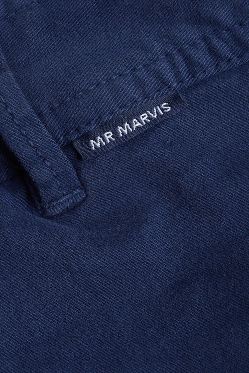dark blue stretch cotton men's shorts with a zip pocket | MR MARVIS
