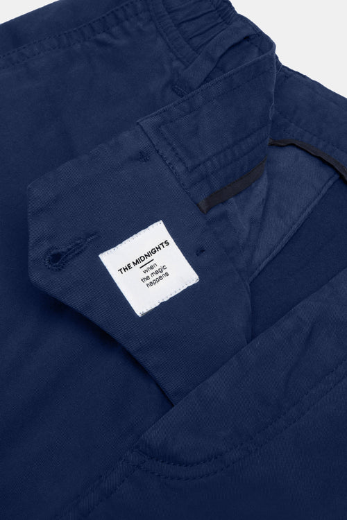 dark blue stretch cotton men's shorts with a zip pocket | MR MARVIS