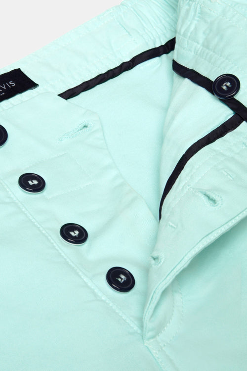 mint green stretch cotton men's shorts with a zip pocket | MR MARVIS