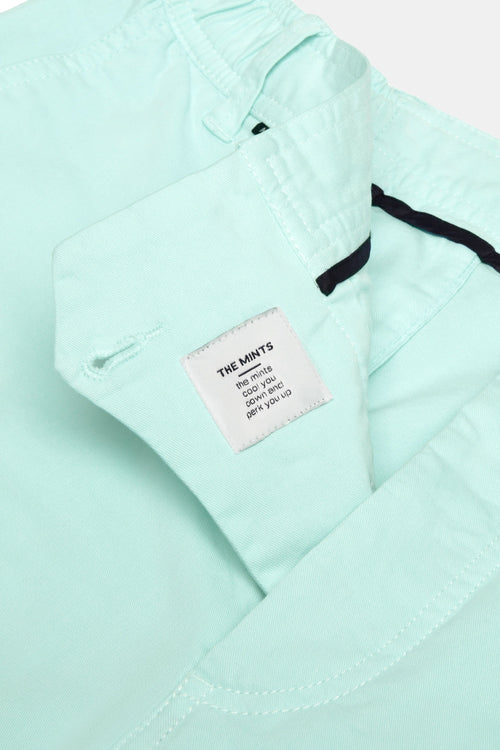 mint green stretch cotton men's shorts with a zip pocket | MR MARVIS