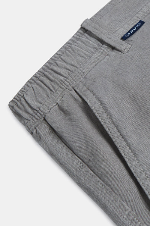 mid grey stretch cotton men's shorts with a zip pocket | MR MARVIS