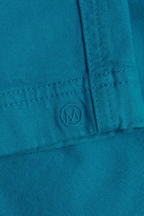 petrol blue stretch cotton men's shorts with a zip pocket | MR MARVIS