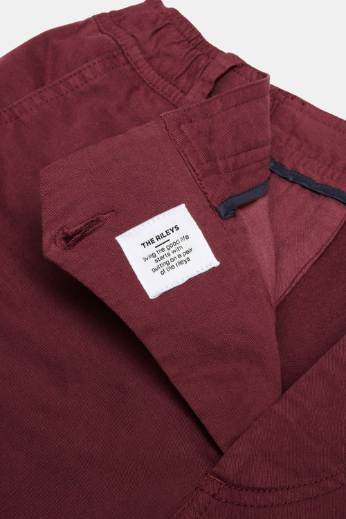 burgundy stretch cotton men's shorts with a zip pocket | MR MARVIS