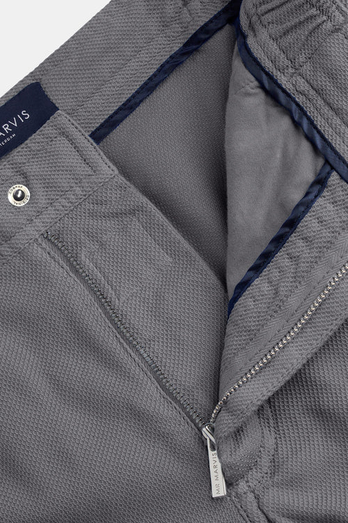 mid grey organic cotton men's shorts with a zip pocket | MR MARVIS