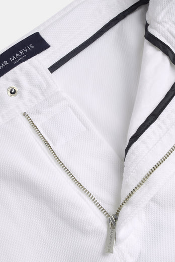 all white organic cotton men's shorts with a zip pocket | MR MARVIS