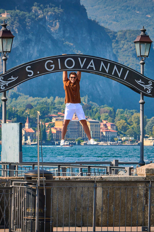 all white organic cotton men's shorts with a zip pocket | MR MARVIS