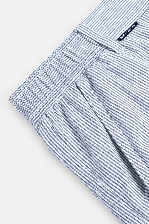 dark blue and white striped lightweight men's shorts | MR MARVIS