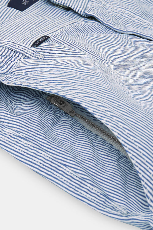 dark blue and white striped lightweight men's shorts | MR MARVIS