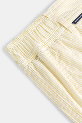 light yellow and white striped lightweight men's shorts | MR MARVIS