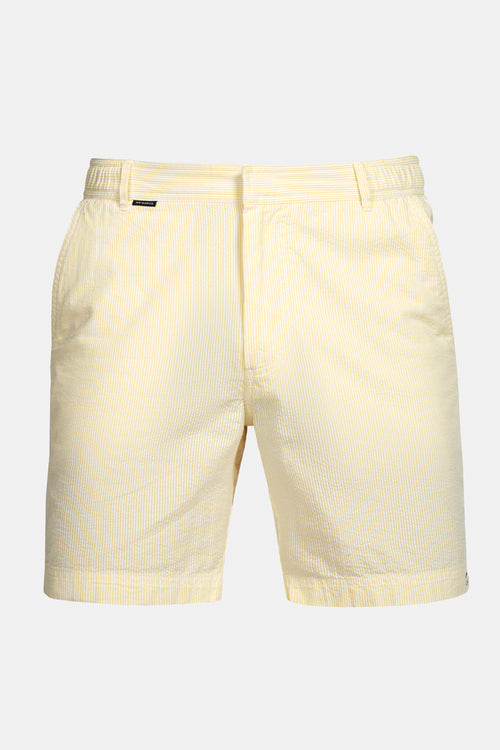 light yellow and white striped lightweight men's shorts | MR MARVIS