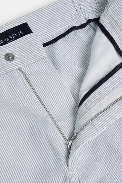 light grey and white striped lightweight men's shorts | MR MARVIS