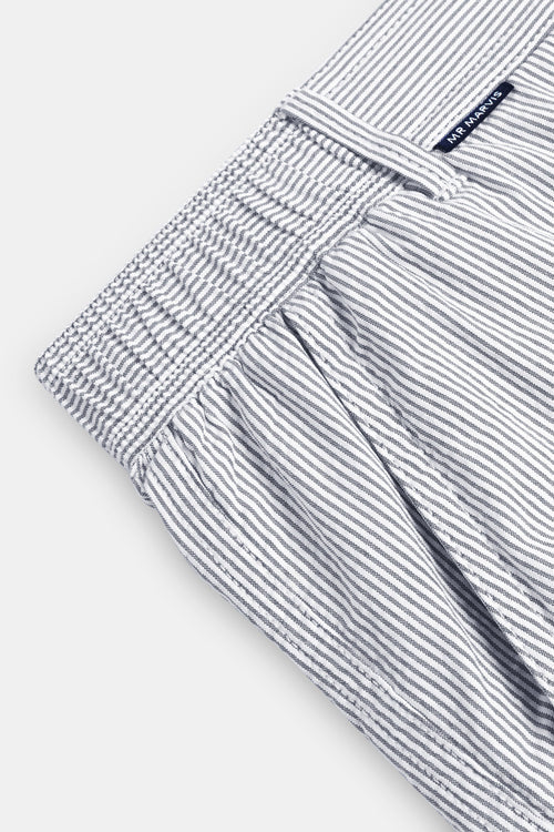 dark grey and white striped lightweight men's shorts | MR MARVIS