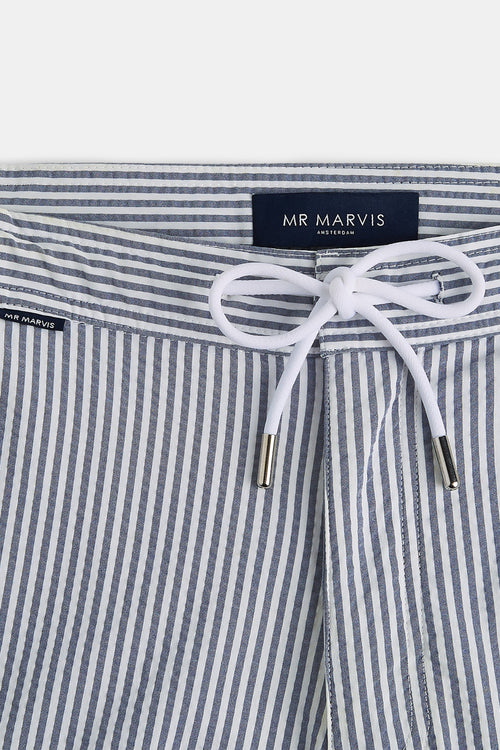dark blue & white striped men's swim shorts | MR MARVIS