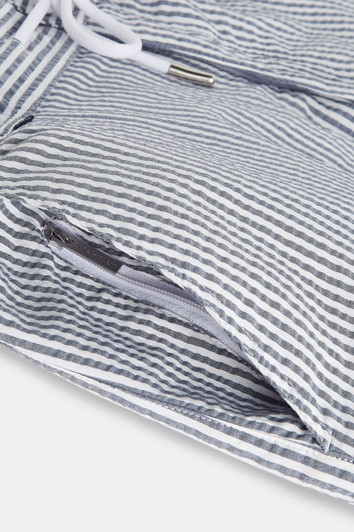 dark blue & white striped men's swim shorts | MR MARVIS