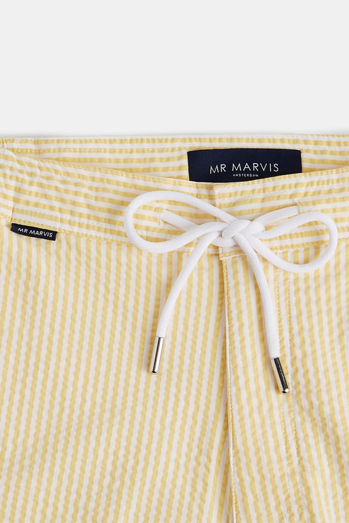 light yellow & white striped men's swim shorts | MR MARVIS