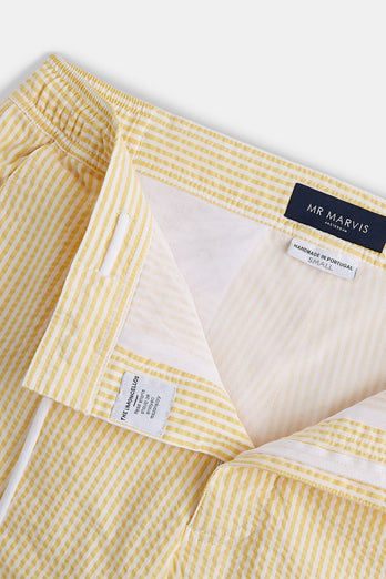 light yellow & white striped men's swim shorts | MR MARVIS