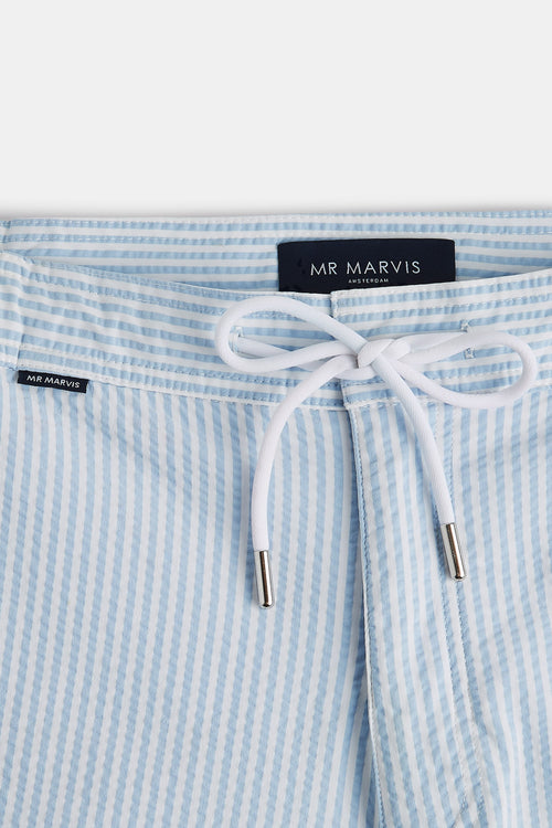 light blue & white striped men's swim shorts | MR MARVIS