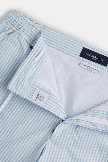 light blue & white striped men's swim shorts | MR MARVIS