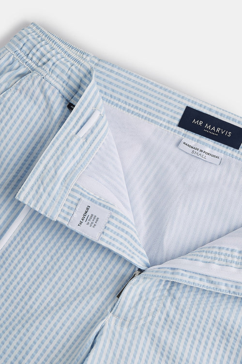 light blue & white striped men's swim shorts | MR MARVIS