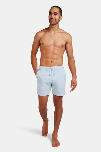 light blue & white striped men's swim shorts | MR MARVIS