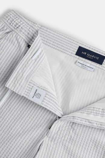light grey & white striped men's swim shorts | MR MARVIS