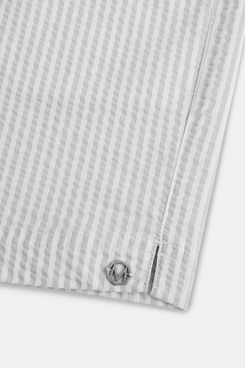 light grey & white striped men's swim shorts | MR MARVIS