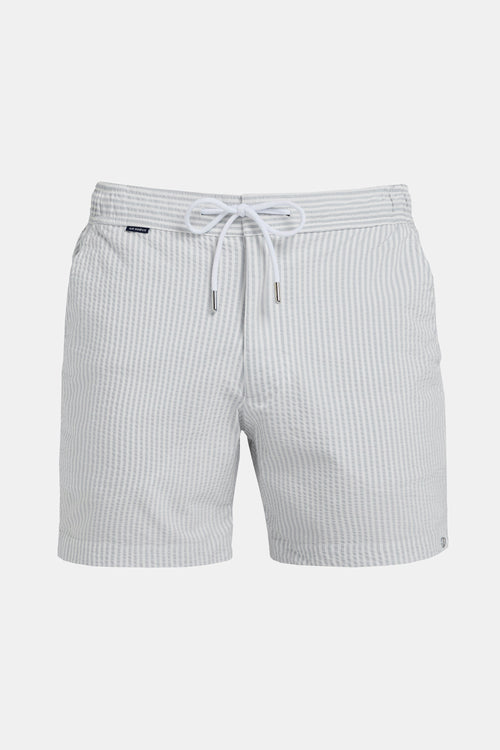 light grey & white striped men's swim shorts | MR MARVIS