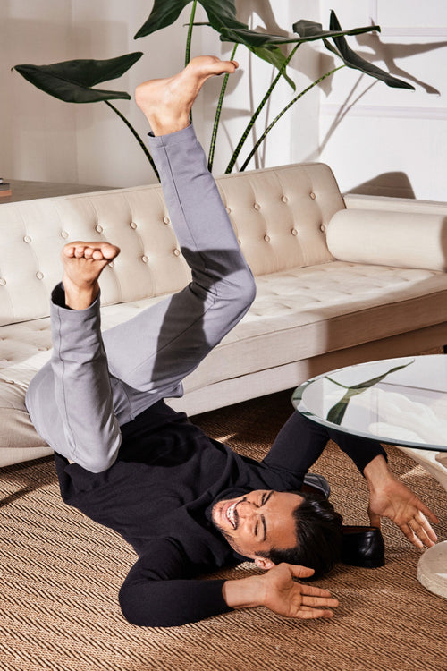 grey stretch knitted men's trousers | MR MARVIS